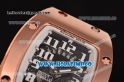 Richard Mille RM 007 Miyota 9015 Automatic Rose Gold Case with White Inner Bezel and Arabic Numeral Markers (K)