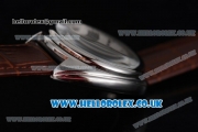 Cartier Cle de Cartier Japanese Asia ST16 Automatic Steel Case with White Dial and Brown Leather Strap