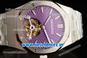 Audemars Piguet Royal Oak Tourbillon Swiss Tourbillon Manual Winding Movement Steel Case Purple Dial With Stick Markers Steel Bracelet