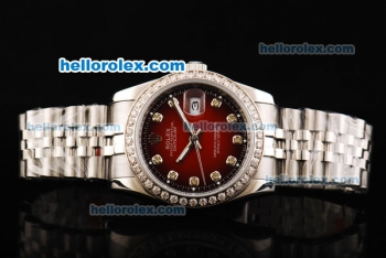 Rolex Datejust Oyster Perpetual Automatic with Diamond Bezel and Diamond Marking,Black&Red Dial