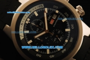 IWC Aquatimer Chronograph Quartz Movement Rose Gold Case with Black Dial and White Markers-Black Rubber Strap