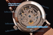 Patek Philippe Grand Complications Asia 3836 Automatic Steel Case with Brown Leather Strap Skeleton Dial Numeral Markers