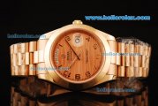 Rolex Day-Date II Rolex 3156 Automatic Movement Rose Gold Case and Strap with Rose Gold Dial and Arabic Numerals