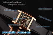 Franck Muller Conquistador Cortez Swiss ETA 2824 Automatic Rose Gold Case with Black Dial Black Rubber Strap and Numeral Markers 1:1 Original