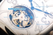 Franck Muller Swiss Tourbillon Manual Winding Movement White Dial with White Arab Numerals and Brown Leather Strap