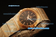 Omega Constellation Swiss Quartz Steel Case with Rose Gold Bezel and Black Dial-Rose Gold Stick Markers
