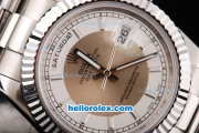 Rolex Day-Date II Oyster Perpetual Automatic Movement Khaki/White Dial with White Stick Marker and SS Strap