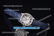 Cartier Drive de Cartier Asia ST16 Automatic Steel Case with Silver Dial Roman Numeral Markers and Blue Leather Strap