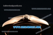 Rolex Cellini Time Clone Rolex 3132 Automatic Rose Gold Case with Black Dial and Black Leather Strap - 1:1 Origianl (BP)