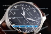 IWC Big Pilot Clone IWC 51111 Automatic Steel Case with Black Dial White Hands and Brown Leather Strap Arabic Numeral Markers