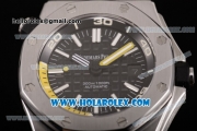 Audemars Piguet Royal Oak Offshore Diver Clone AP Calibre 3120 Automatic Steel Case with Black Dial Yellow Rubber Strap and White Stick Markers (EF)