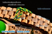 Rolex Dtejust 26MM Swiss ETA 2671 Automatic Yellow Gold Case with Diamond Markers Black DIal and Rose Gold/Diamond Strap