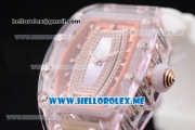 Richard Mille RM 07-02 Miyota 9015 Automatic Pink Sapphire Case with White Rubber Strap and Pink MOP Dial White Markers