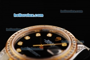 Rolex Datejust Automatic Movement Black Dial with Diamond Markers and Two Tone Strap