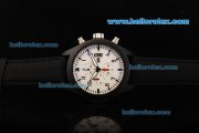 IWC Pilot's Watch TOP GUN Chronograph Quartz Movement PVD Case with White Dial and Nylon Leather Strap