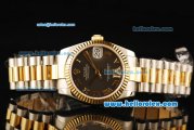 Rolex Datejust Automatic Movement ETA Coating Case with Chocolate Dial and Gold Bezel-Two Tone Strap
