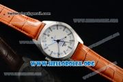 Omega Globemaster Annual Calendar Miyota 9015 Automatic Steel Case with White Dial and Orange Leather Strap (AAAF)