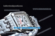 Cartier Santos 100 Japanese Miyota Quartz Steel Case with White Dial Roman Numberal Markers and Steel Bracelet