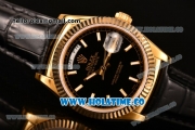 Rolex Day-Date Asia 2813/Swiss ETA 2836/Clone Rolex 3135 Automatic Yellow Gold Case with Stick Markers and Black Dial (BP)