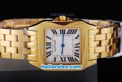 Cartier Montre Santos Demoiselle Man Size Full Gold with White Dial