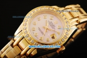 Rolex Datejust Automatic Movement Gold Case with Pink Dial and Diamond Bezel-ETA Coating Case