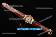 Cartier Ballon Bleu De Medium Asia 4813 Automatic Yellow Gold Case with Silver Dial and Brown Leather Strap - Roman Numeral Markers (GF)