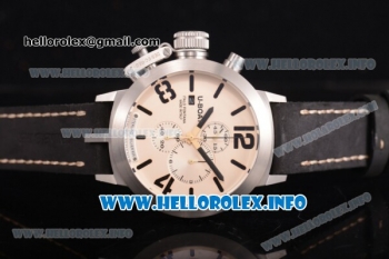 U-Boat Classico Italo Fontana Miyota OS10 Quartz Steel Case with Beige Dial Black Leather Strap and Arabic/Stick Markers