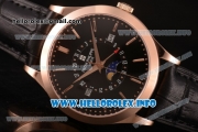 Patek Philippe Grand Complications Perpetual Calendar Miyota Quartz Rose Gold Case with Black Dial and Rose Gold Stick Markers