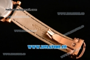 Cartier Rotonde De Miyota Quartz Rose Gold Case with Roman Numeral Markers Rose Gold Dial and Black Leather Strap