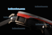 Hublot Big Bang Swiss Valjoux 7750 Automatic Movement Ceramic Bezel with Black Dial and Red Stick Marker-Rubber Strap