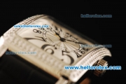 Franck Muller Long Island Swiss ETA Quartz Movement Diamond Bezel with Black Arabic Numerals and Black Leather Strap