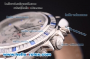 Rolex Daytona Chronograph Swiss Valjoux 7750 Automatic Steel Case with Diamond Bezel and White Dial-Blue Leather Strap