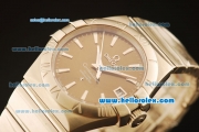 Omega Constellation Co-Axial Swiss ETA 2824 Automatic Full Steel with Brown MOP Dial and Silver Stick Markers-(35mm)