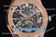 Hublot Classic Fusion Skeleton Asia Automatic Rose Gold Case with Skeleton Dial and Black Rubber Strap