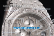 Audemars Piguet Royal Oak Offshore Seiko VK67 Quartz Steel/Diamonds Case with Arabic Numeral Markers and Grey Dial