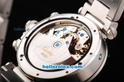 Cartier Pasha Swiss Valjoux 7750 Chronograph Movement White Dial with Black Stick/Numeral Marker-SS Strap