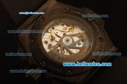 Hublot King Power Swiss Valjoux 7750 Automatic PVD Case with Skeleton Dial and Black Rubber Strap-Red Markers