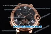 Cartier Ballon Bleu De Tourbillon Asia ST25 Automatic Rose Gold Case with Black Dial Stick Markers and Black Leather Strap