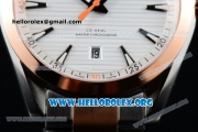 Omega Seamaster Aqua Terra 150M Clone Omega 8500 Automatic Two Tone Case/Bracelet with White Dial Silver Stick Markers Orange Second Hand (YF)