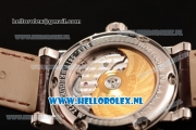 Breguet Marine Big Date Clone Breguet Automatic Steel Case with White Dial and Brown Leather Strap