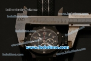 Hublot Big Bang Chronograph Quartz Movement Full Ceramic Case with Black Dial and Black Rubber Strap-Silver Numeral Marker