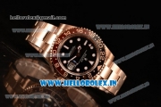 Rolex GMT-Master II Swiss ETA 2836 Automatic Rose Gold Case Black Dial With Dots Markers Rose Gold Bracelet - 1:1 Original( BP)