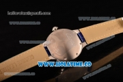 Cartier Ballon Bleu De Small Swiss Quartz Steel Case with White Dial Black Roman Numeral Markers and Blue Leather Strap