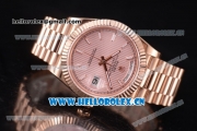 Rolex Day Date II Swiss ETA 2836 Automatic Rose Gold Case/Bracelet with Pink Dial and Stick Markers (BP)