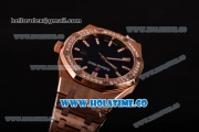 Audemars Piguet Royal Oak 41 Miyota 9015 Automatic Full Rose Gold with Black Dial and Diamonds Bezel (EF)