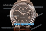 Rolex Day-Date II Asia 2813 Automatic Steel Case/Bracelet with Black Dial and Roman Numeral Markers