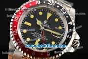 Rolex GMT Master Oyster Perpetual Automatic Movement ETA Case with Black/Red Bezel-Yellow Markers and Black Dial