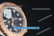 Rolex Yacht-Master Clone Rolex 3135 Automatic Rose Gold Case Black Dial Dots Markers and Two Tone Bracelet -1:1 Original