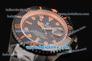 Rolex Submariner Asia 2813 Automatic PVD Case with Orange Markers and Carbon Fiber Dial