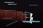 Vacheron Constantin Malte Miyota OS2035 Quartz Steel Case with Brown Leather Strap Brown Dial Stick Markers